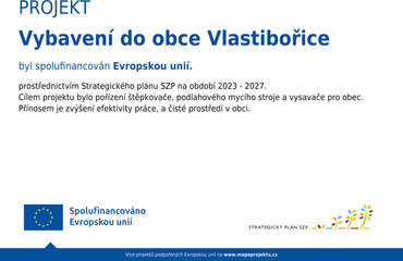 Projekt Vybavení do obce Vlastibořice byl spolufinancován Evropskou unií — Strategický plán SZP